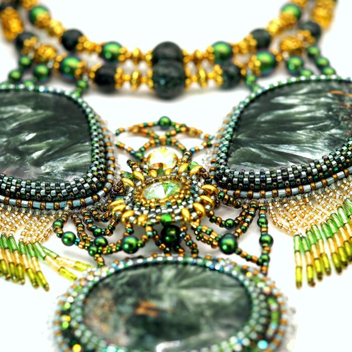 Комплект украшения "Крылья ангела" с натуральным камнем серафинит — изображение 10