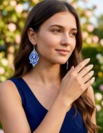 Серьги из бисера «Гжельская сказка» — изображение 2