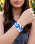 "Гжельская сказка" браслет из бисера — изображение 2