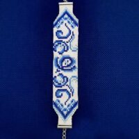 Браслет из бисера " Гжельская сказка"