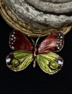 Брошь "Бабочка" камень кошачий глаз