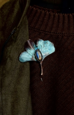 брошь "Гинко билоба" камень лабродарит — изображение 3