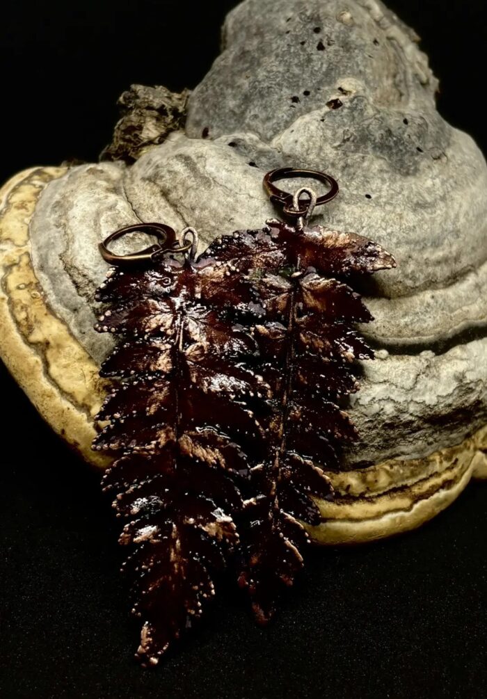 Серьги "Папоротник", авантюрин — изображение 2