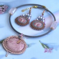 Комплект украшения с камнем родонит