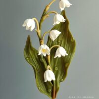 Брошь с ландышами — изящное украшение ручной работы из полимерной глины