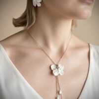 Комплект серьги и кулон «Бабочка» из полимерной глины