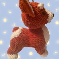 Мягкая игрушка «Корги», вязаная крючком.