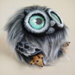 "Пушистая сова" Интерьерная игрушка в смешанной технике — изображение 2