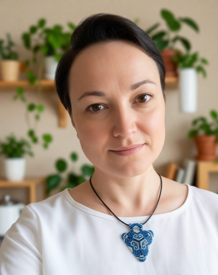 "Северный ритм" бисерный кулон на шнурке — изображение 2