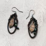 Серьги Шелест леса. Медные серьги с индийским агатом — изображение 7
