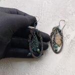 Серьги Шелест леса. Медные серьги с индийским агатом — изображение 10