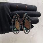 Серьги Шелест леса. Медные серьги с индийским агатом — изображение 12