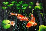 Карпы кои и Лотосы. Витражное панно. Картина с карпами — изображение 5