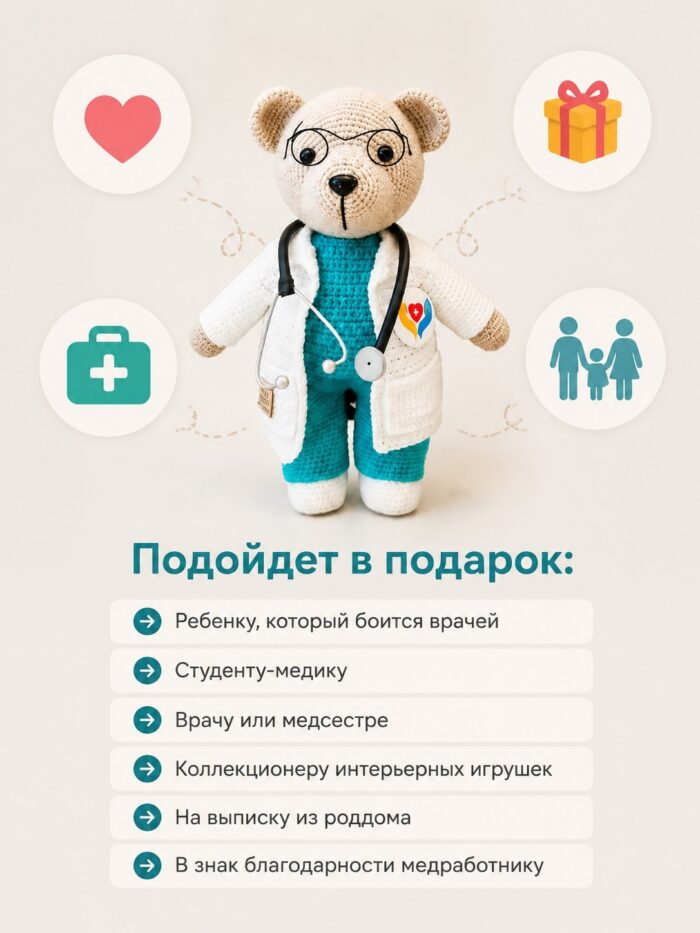 Мишка вязаный Доктор — изображение 2