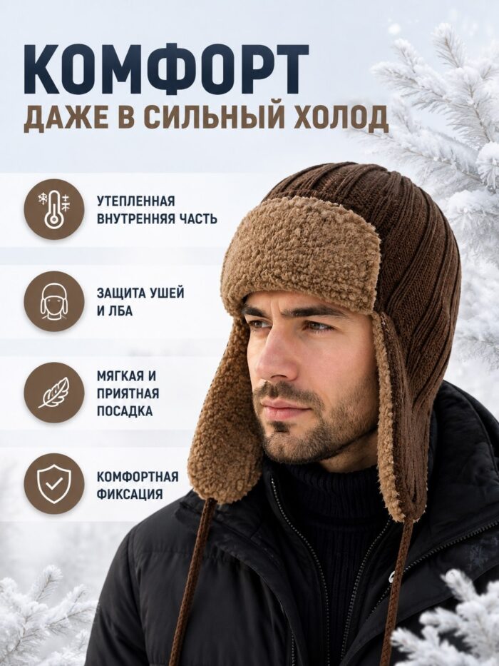 Шапка-ушанка мужская — изображение 2