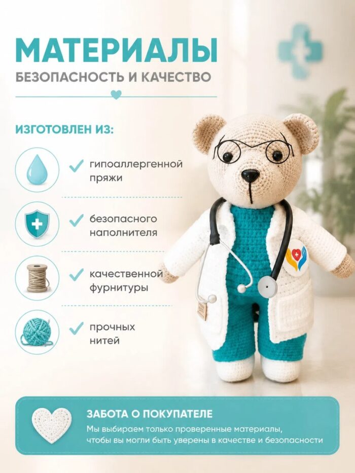 Мишка вязаный Доктор — изображение 5