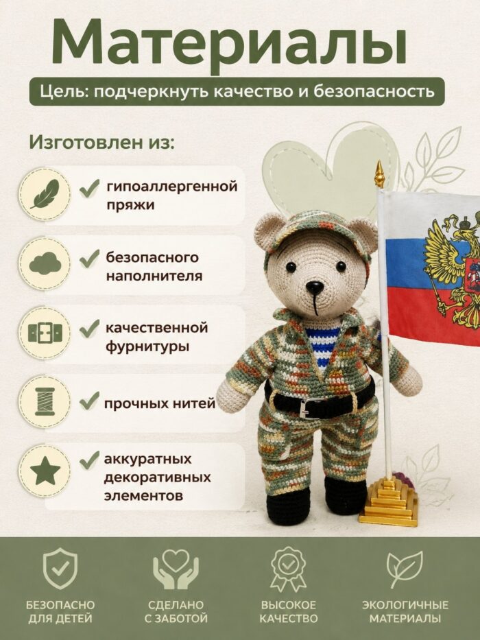 Мишка вязаный военный — изображение 5