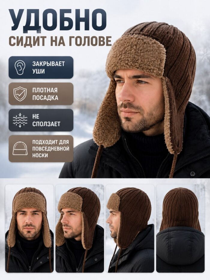 Шапка-ушанка мужская — изображение 5
